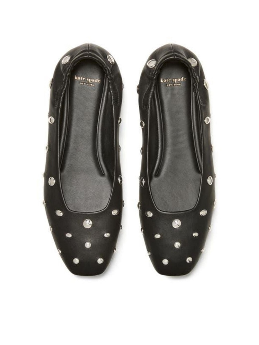 kate spade Black Studded Leather Ballet Flats NWOT